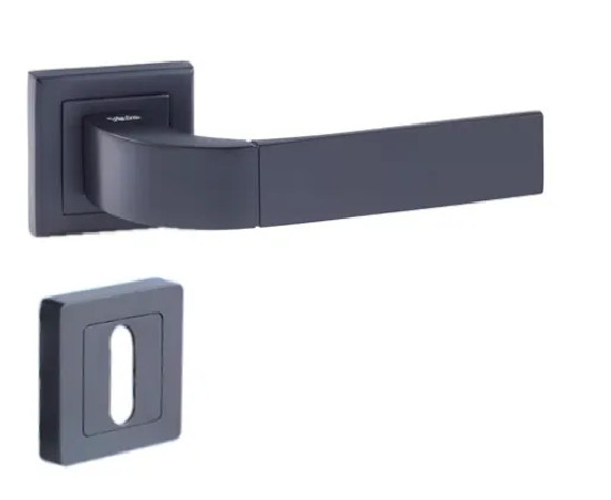 7" square door handle, black, YALE Bologna, key lock