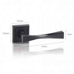 Door handle square 7, black, YALE Verona, locking button