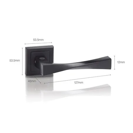 Door handle square 7, black, YALE Verona, locking button