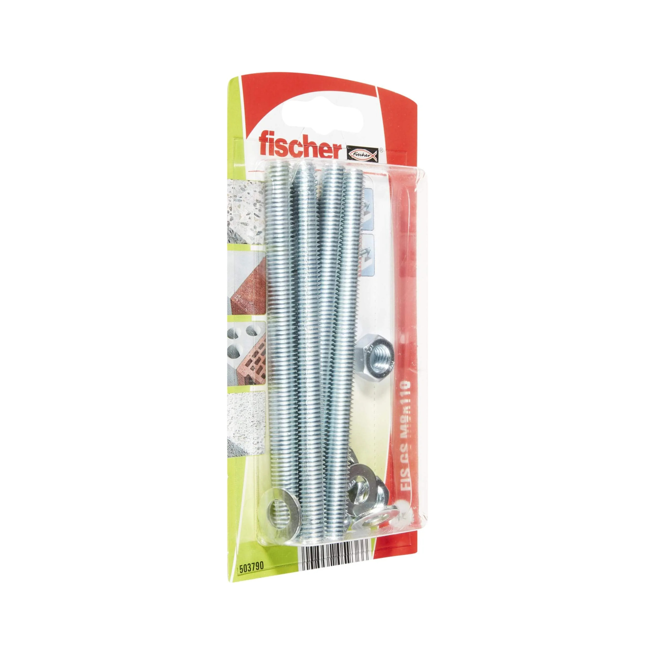 Threaded rod 6x110mm with nut and washer, 4 pieces