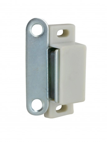 Loqueteau magnétique blanc 2kg, 46x16x15 mm, 2 pièces