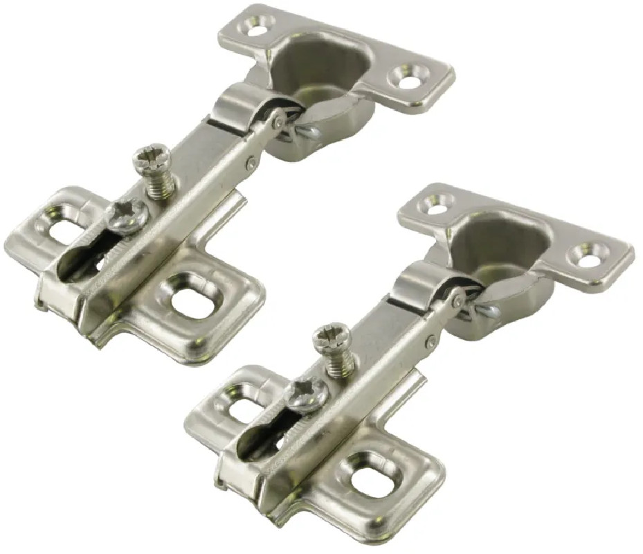 Invisible furniture hinges, 95° opening, nickel-plated steel D.26 mm, center distance 38 mm, 2 pieces