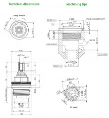 Kopf mit wasserdichtem Ventil, 15x21, für Mischer