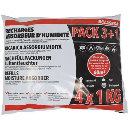 Recharge absorbeur d\'humidité 4 fois 1kg