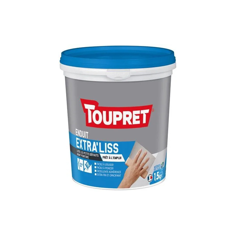 Enduit pâte de lissage pour finitions extra fin, utilisation intérieur, 1.5kg, blanc