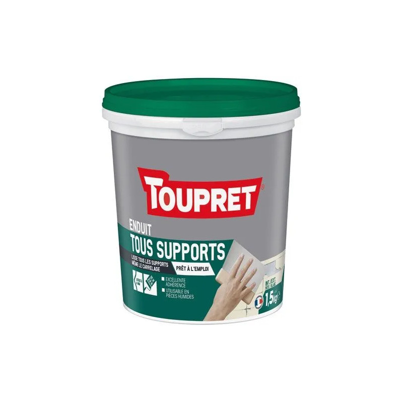 Enduit tous supports intérieur et extérieur, pâte de 1.5kg, blanc