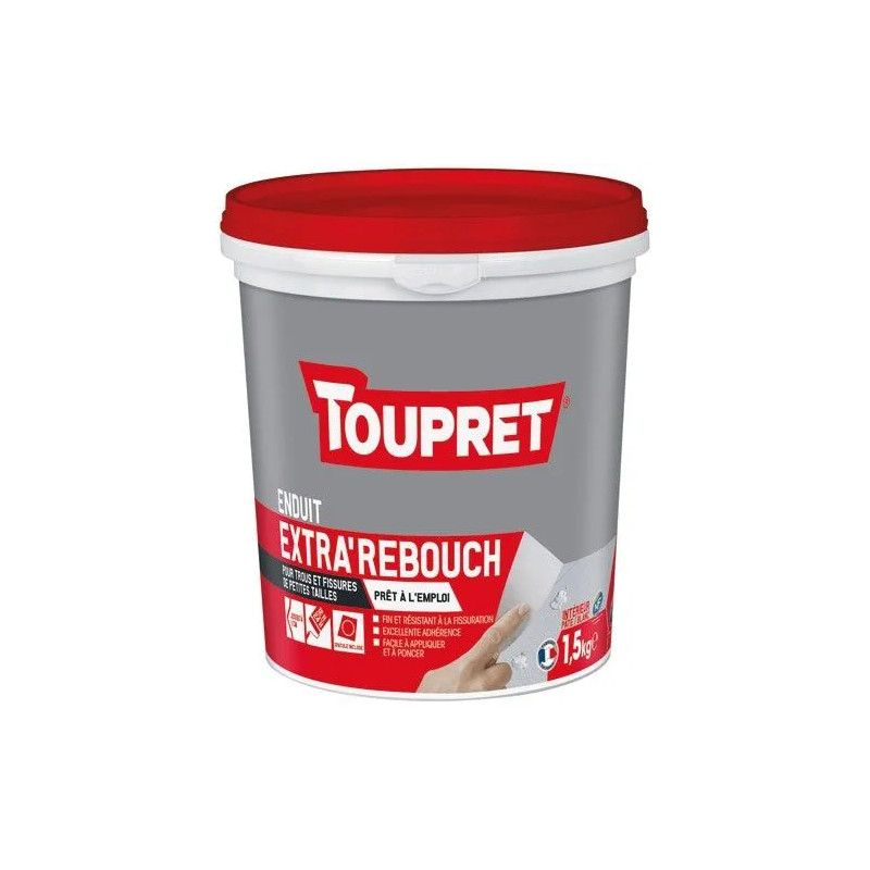 Enduit de rebouchage intérieur, 1.5kg, blanc, avec spatule