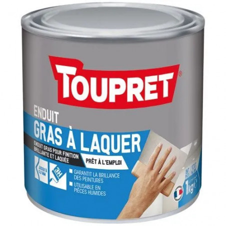 Enduit gras à laquer, pour intérieur et extérieur, pâte de 1kg, blanc