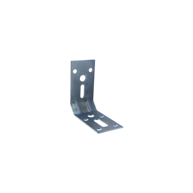 Truncated bracket with square ends reinforcement, surface mount assembly, 70x70x35 mm.