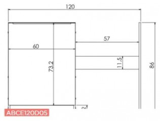 Armadio singolo basso 60cm, per angolo cottura 1.2m, con pannello laterale