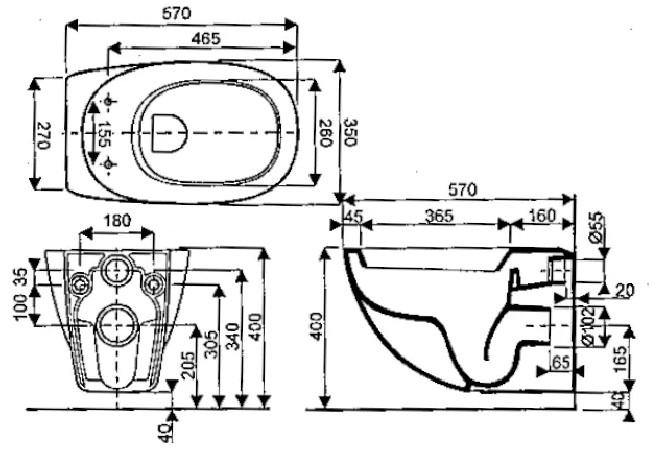 Equivalent seat SELLES JOAN white, for wall-hung toilet