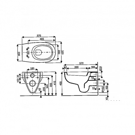 Equivalent seat SELLES JOAN white, for wall-hung toilet