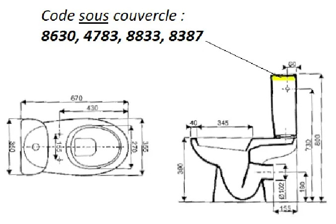 Equivalent seat SELLES JOAN white, for wall-hung toilet