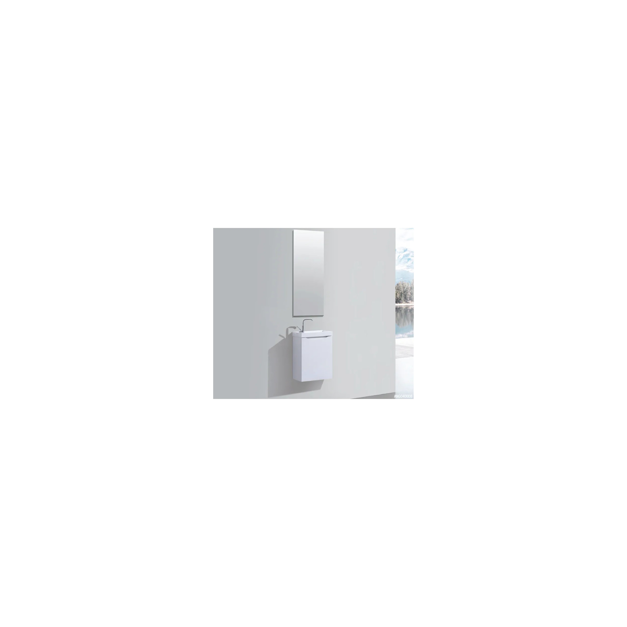 White lacquered ANGO washbasin cabinet, L400 mm, left opening