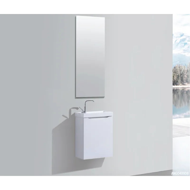 White lacquered ANGO washbasin cabinet, L400 mm, left opening