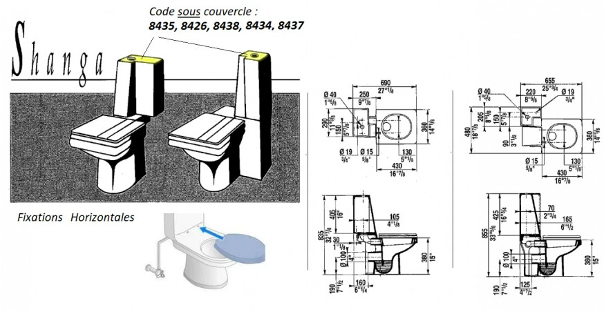 Equivalent seat SELLES JOAN white, for wall-hung toilet