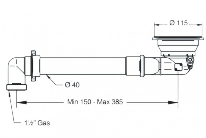 Single sink drain diameter 90mm, automatic, with handle