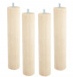 Set of 4 cylindrical bed feet M8 in natural beech, height 250 mm, diameter 50 mm