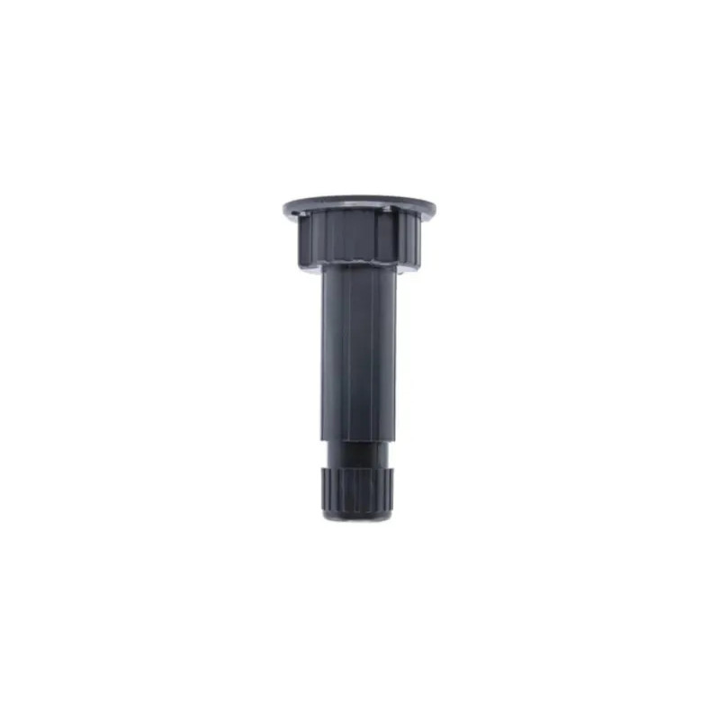 Pied pour caisson de cuisine cylindrique, D. 28mm x H. 100 mm, platine D. 60 mm, plastique noir