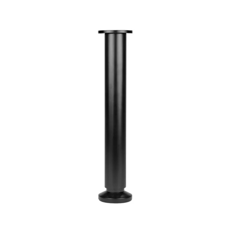 Pied cylindrique à visser en aluminium mat noir, platine D. 38 mm H.300mm