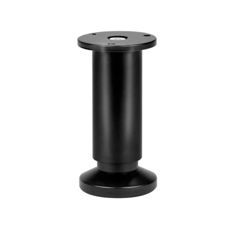 Pied cylindrique à visser en aluminium mat noir, platine D. 38 mm H.120 mm