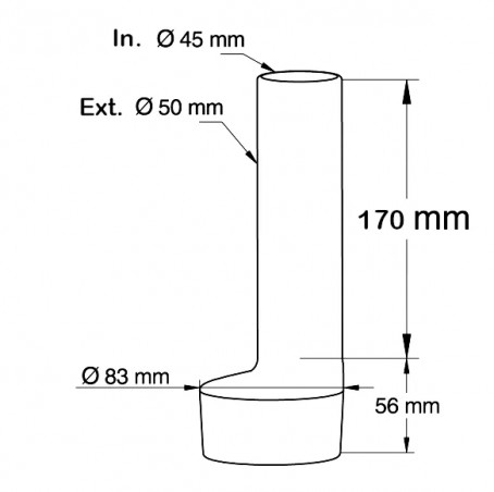 Tube de surverse en PP gris, longueur 170mm