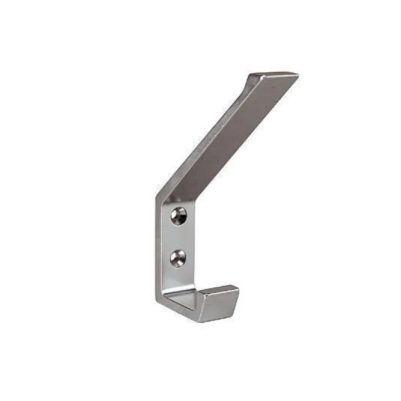 Screw-on coat hook 1 head, 1 hook in aluminium, W. 41 x H. 140 mm