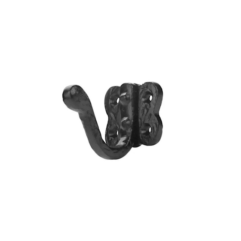 Wall hook with 1 hook in black iron, W. 42 x H. 51 x D. 65 mm