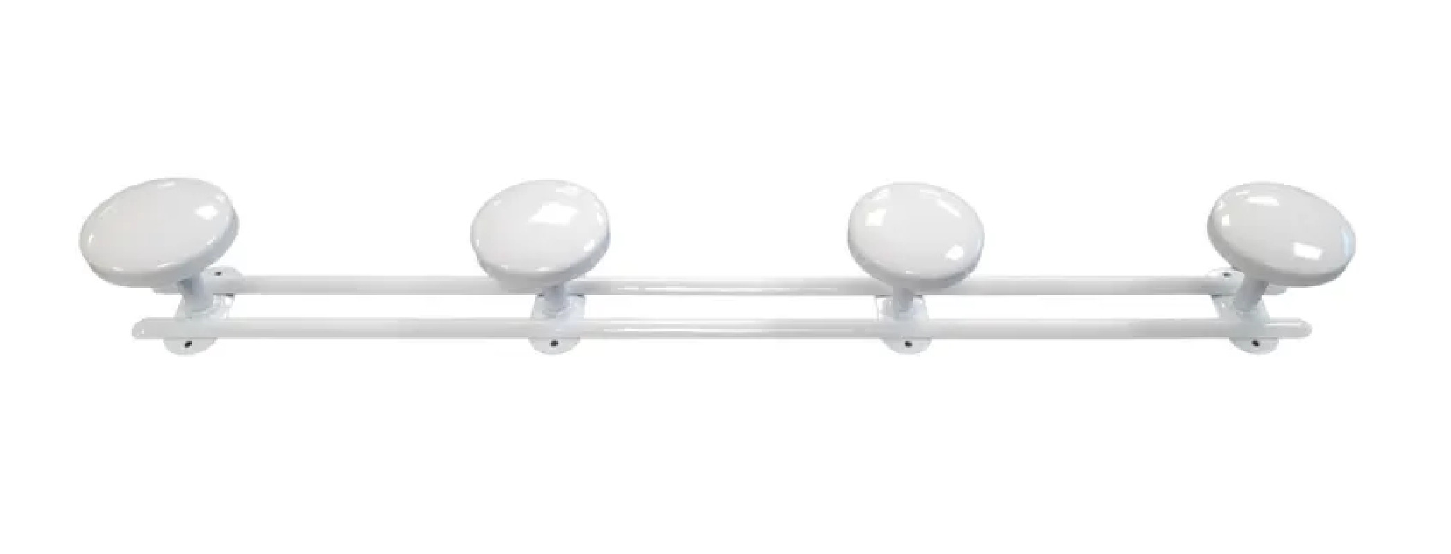 Coat hook with 4 heads in white steel diameter 65 mm, L. 592 mm