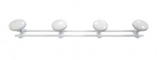 Coat hook with 4 heads in white steel diameter 65 mm, L. 592 mm