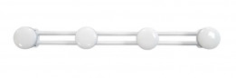 Coat hook with 4 heads in white steel diameter 65 mm, L. 592 mm