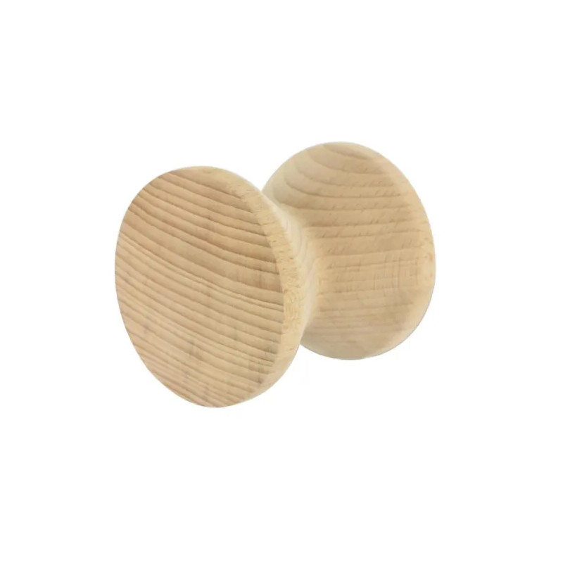 Patère à 1 tête en bois d'hêtre brut papillon scandy, D. 80 x P. 80 mm