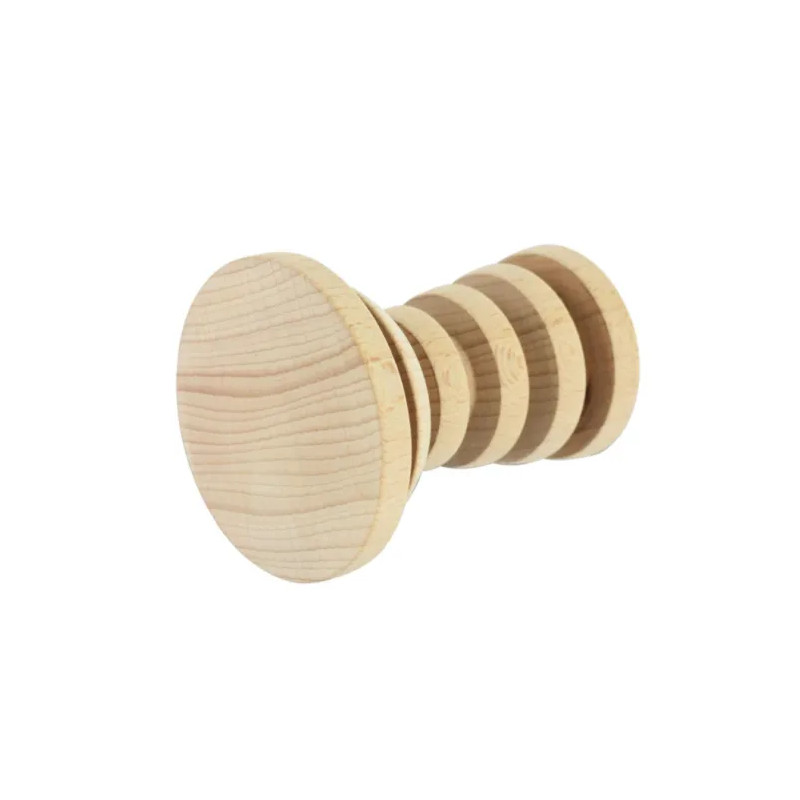 Coat hook, hanger holder with 1 head in raw beechwood RUCHESCANDY, D. 80 x D. 100 mm