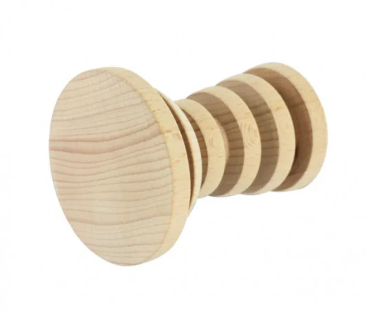 Coat hook, hanger holder with 1 head in raw beechwood RUCHESCANDY, D. 80 x D. 100 mm