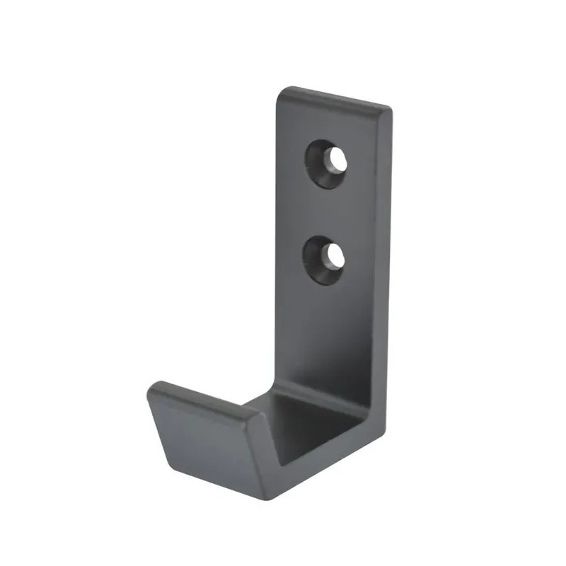 Percha de pared con 1 gancho de aluminio negro An. 25 x Al. 70 x Pr. 50 mm