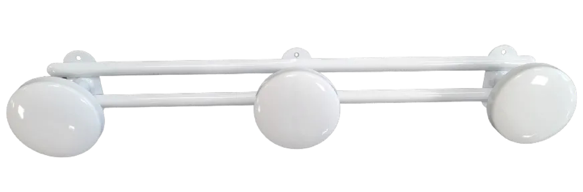 Coat hook, 3 heads in white steel diameter 65 mm, L. 410 mm