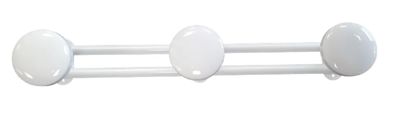 Patère à 4 têtes en acier blanc diamètre 65 mm, L. 610 mm