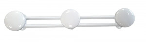 Coat hook, 3 heads in white steel diameter 65 mm, L. 410 mm