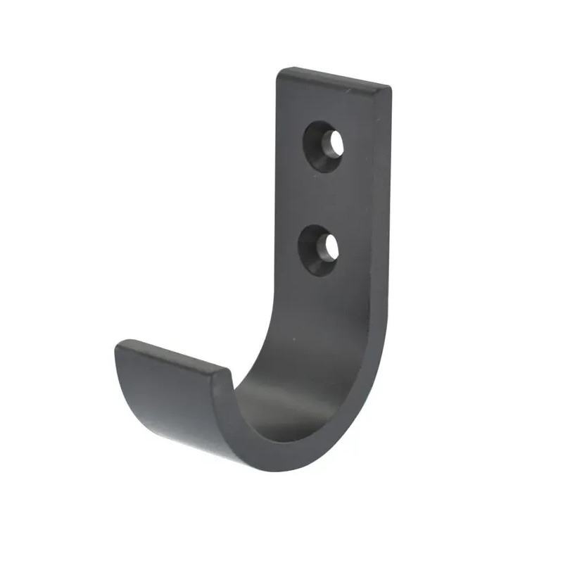 Percha de pared con 1 gancho de aluminio negro An. 25 x Al. 70 x Pr. 50 mm