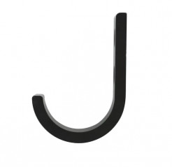 Wall coat hook 1 hook in black aluminium W. 25 x H. 70 x D. 50 mm