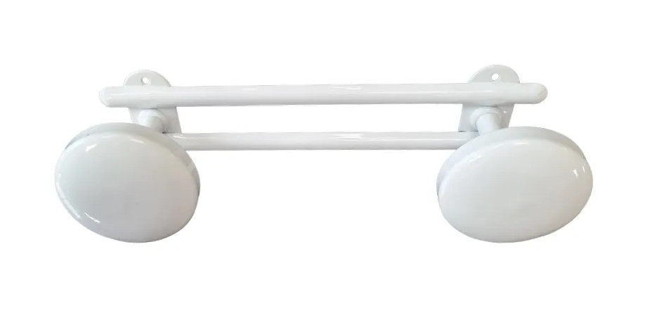 Coat hook, 2 heads in white steel diameter 65 mm, L. 245 mm