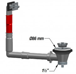 Colador de fregadero de 86 mm de diámetro para agujero de 60 mm con rebosadero