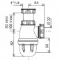 Sifone per lavabo 1"1/4 entrata, regolabile 64/120 mm, uscita D. 40 mm, certificato NF, bianco