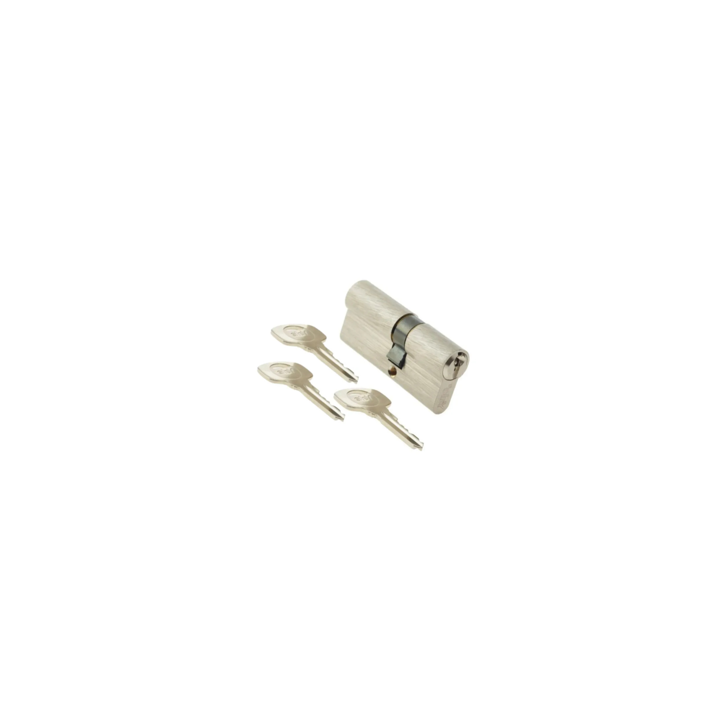 Cylinder series 500+ 30x30mm nickel plated, 5 pins, 3 keys.