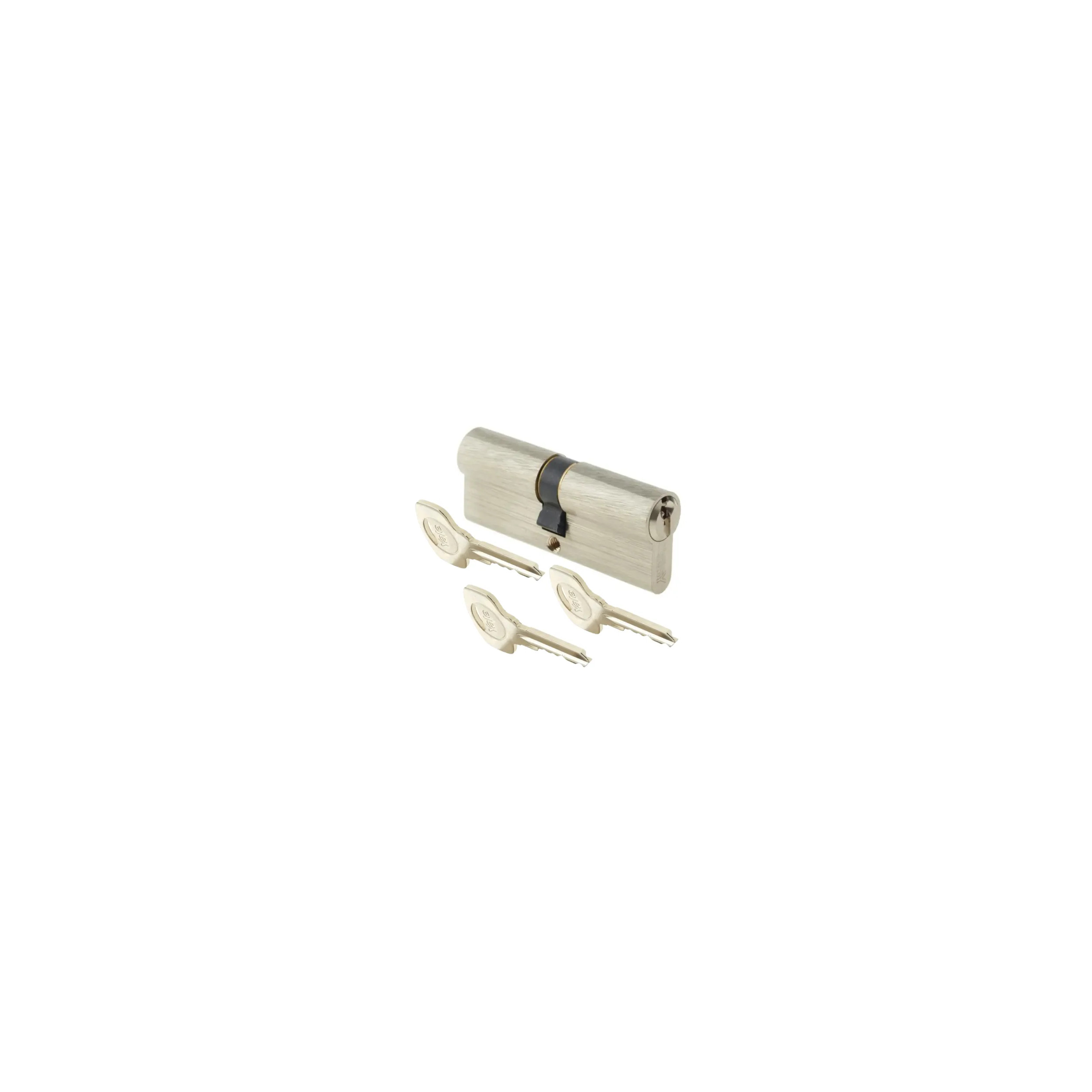 Cylinder series 500+ 30x30mm nickel plated, 5 pins, 3 keys.