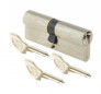 Cylinder series 500 plus 40x40 mm nickel plated, 5 pins, 3 keys.