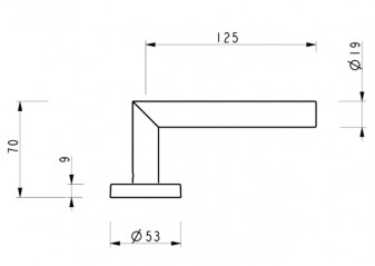 LC3 handle set, 90° angle on rose, stainless steel spout