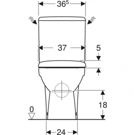 Paquete compacto PRIMA multi-inodoro, 61 cm, con salida horizontal.