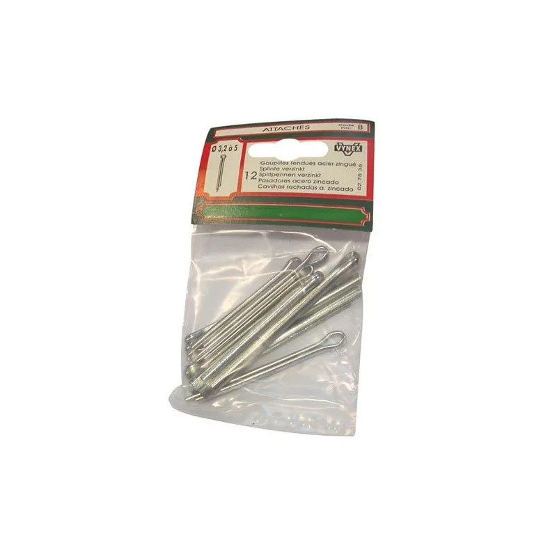 Split pins assorted diameter 3.2 to 5 mm, 12 pieces