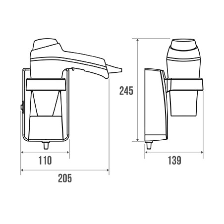 Secador de pelo de pared 1400W blanco